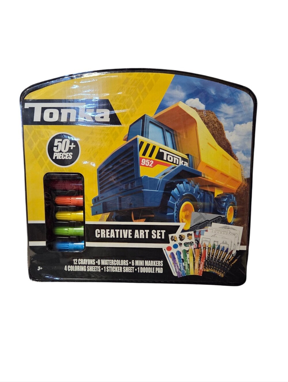 Tonka Yellow & Blue Creative Art Set with Multicolor Crayons Nwt